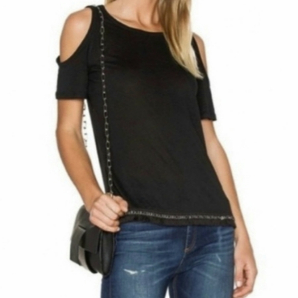 Derek Lam 10 Crosby Blouse Women's Xsmall Cold Shoulder Chain Hem Top